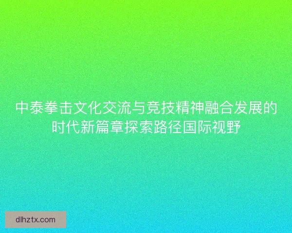 中泰拳击文化交流与竞技精神融合发展的时代新篇章探索路径国际视野